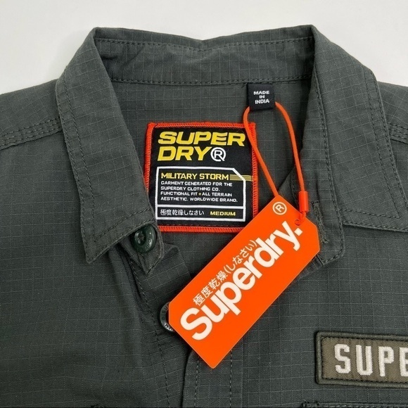 New Superdry Army Green Military Storm Desert Division Button Down Shirt - Picture 2 of 15